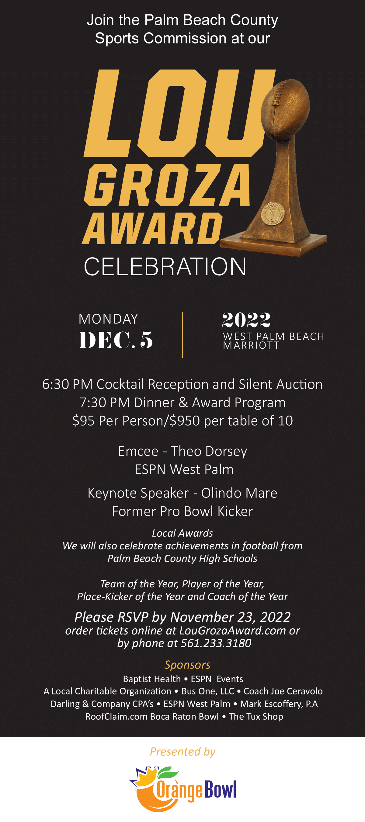 Lou Groza Award Celebration Palm Beach County Sports Commission
